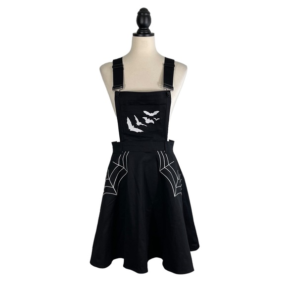 Hell Bunny Dresses & Skirts - Hell Bunny Miss Muffet Pinafore Dress Black Bats Spider Webs, New w/ Tags, Small